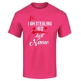 thumbnail image 1 of Shop4Ever Men's So I'm Stealing His Last Name Couples Matching Graphic T-shirt Large Heliconia Pink, 1 of 5