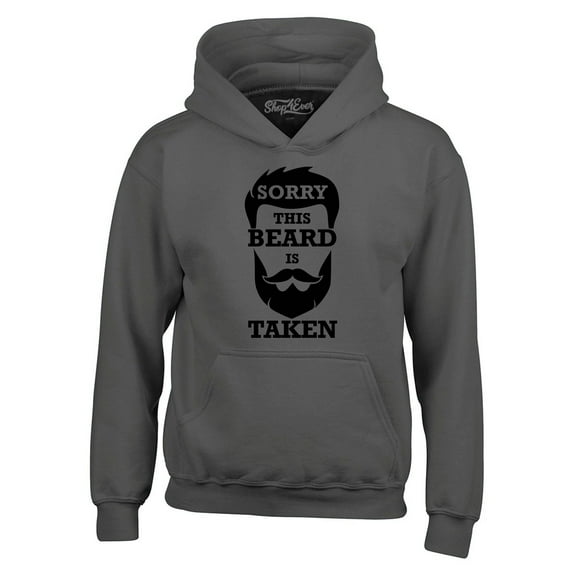 Shop4Ever Men's Sorry This Beard is Taken Funny Hipster Valentines Hooded Sweatshirt Hoodie Large Charcoal