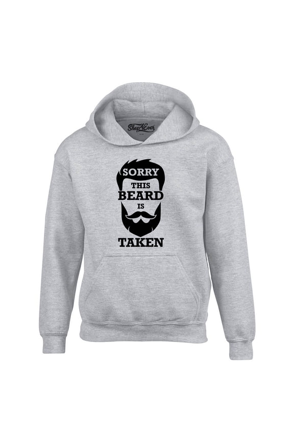 Men's Sorry This Beard is Taken Funny Hipster Valentines Hooded Sweatshirt Hoodie Large Sports Grey