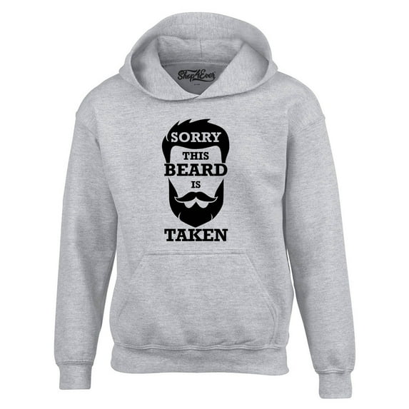 Shop4Ever Men's Sorry This Beard is Taken Funny Hipster Valentines Hooded Sweatshirt Hoodie XXX-Large Sports Grey