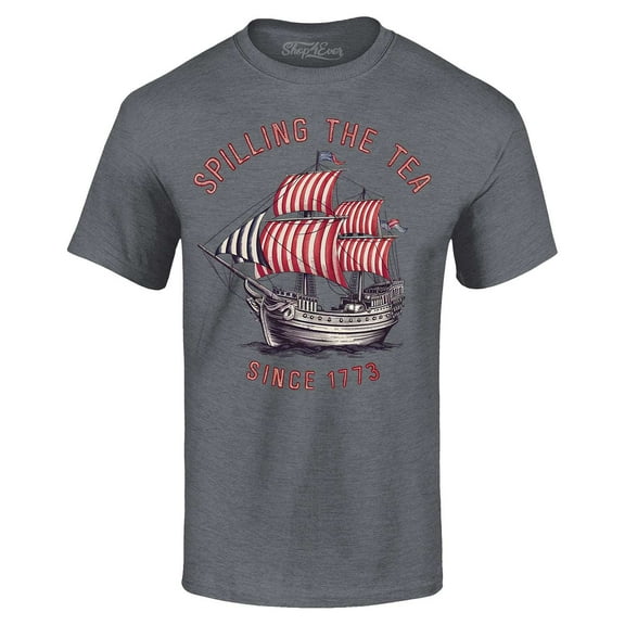 Shop4Ever Men's Spilling The Tea Since 1773 Graphic T-shirt X-Large Dark Heather
