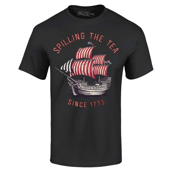 Shop4Ever Men's Spilling The Tea Since 1773 Graphic T-shirt XX-Large Black