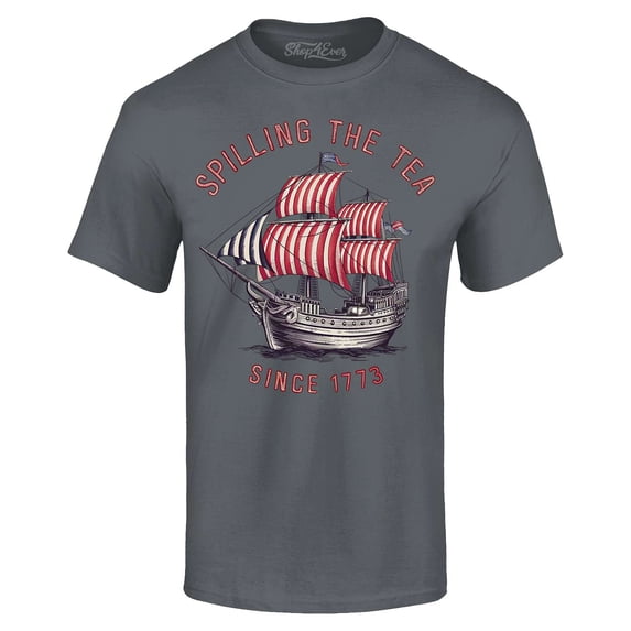 Shop4Ever Men's Spilling The Tea Since 1773 Graphic T-shirt XX-Large Charcoal