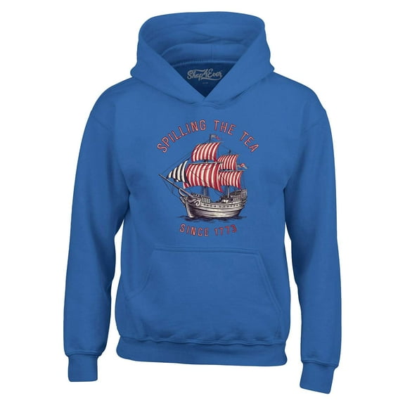 Shop4Ever Men's Spilling The Tea Since 1773 Hooded Sweatshirt Hoodie Small Royal Blue
