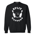 thumbnail image 1 of Shop4Ever Men's Split Happens Funny Bowling Crewneck Sweatshirt Large Black, 1 of 5