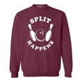 thumbnail image 1 of Shop4Ever Men's Split Happens Funny Bowling Crewneck Sweatshirt Large Maroon, 1 of 5