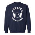 thumbnail image 1 of Shop4Ever Men's Split Happens Funny Bowling Crewneck Sweatshirt Large Navy, 1 of 5