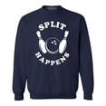 thumbnail image 1 of Shop4Ever Men's Split Happens Funny Bowling Crewneck Sweatshirt Small Navy, 1 of 5