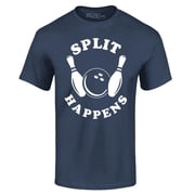 Shop4Ever Mens Split Happens Funny Bowling Graphic T-shirt Large Navy