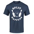 thumbnail image 1 of Shop4Ever Men's Split Happens Funny Bowling Graphic T-shirt Medium Navy, 1 of 5