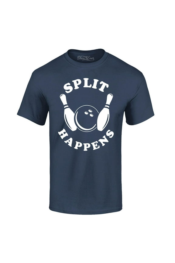 Men's Split Happens Funny Bowling Graphic T-shirt X-Large Navy