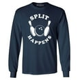 thumbnail image 1 of Shop4Ever Men's Split Happens Funny Bowling Long Sleeve Shirt XX-Large Navy, 1 of 5
