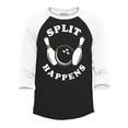 thumbnail image 1 of Shop4Ever Men's Split Happens Funny Bowling Raglan Baseball Shirt Large Black/White, 1 of 4