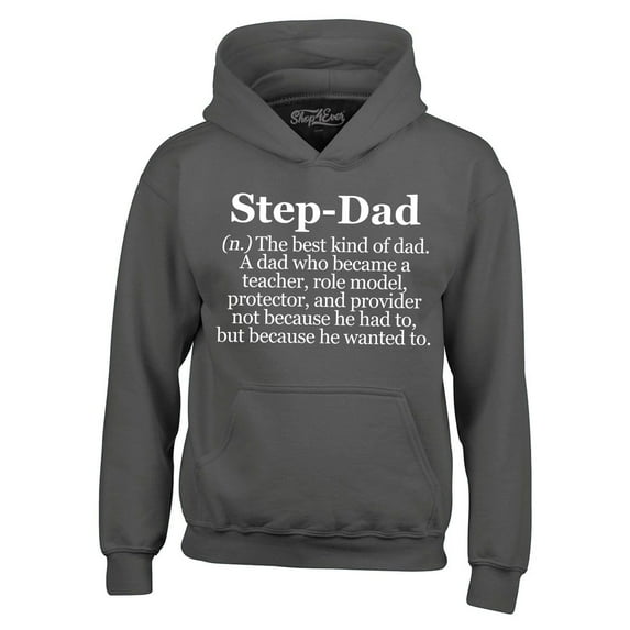Shop4Ever Men's Step-Dad Definition Hooded Sweatshirt Hoodie X-Large Charcoal