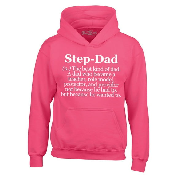 Shop4Ever Men's Step-Dad Definition Hooded Sweatshirt Hoodie XXX-Large Heliconia Pink