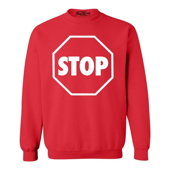 Shop4Ever Men's Stop Sign Traffic Stop Costume Crewneck Sweatshirt X-Large Red