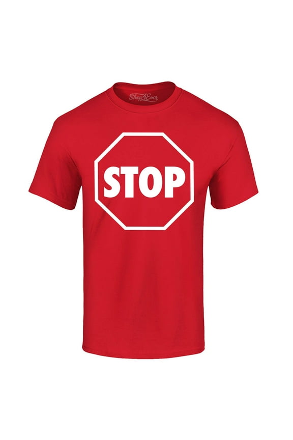 Men's Stop Sign Traffic Stop Costume Graphic T-shirt Large Red
