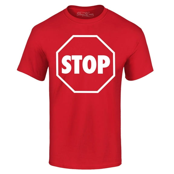 Shop4Ever Men's Stop Sign Traffic Stop Costume Graphic T-shirt X-Large Red