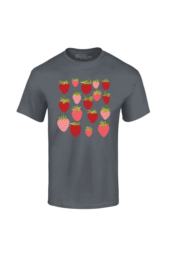 Men's Strawberry Cottagecore Graphic T-shirt Large Black