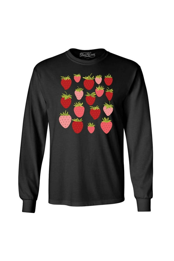 Men's Strawberry Cottagecore Long Sleeve Shirt Large Black