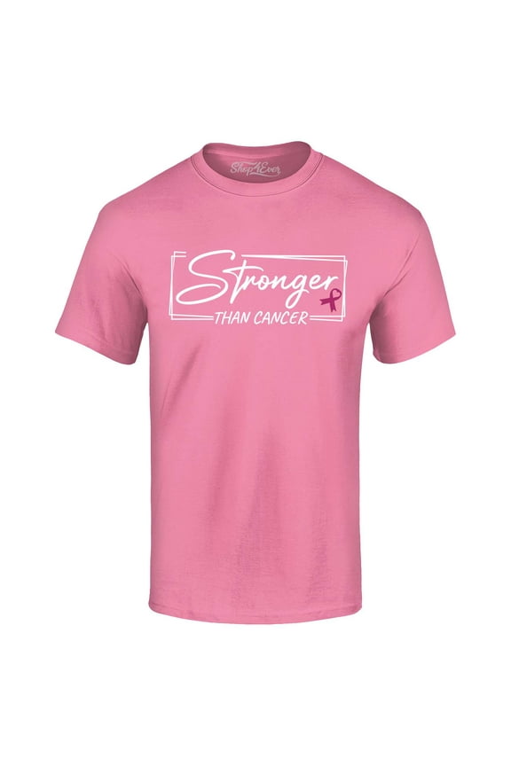 Men's Stronger Than Cancer Breast Cancer Awareness Graphic T-shirt XXXX-Large Azalea Pink
