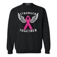 thumbnail image 1 of Shop4Ever Men's Stronger Together Breast Cancer Awareness Crewneck Sweatshirt Large Black, 1 of 5