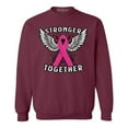 thumbnail image 1 of Shop4Ever Men's Stronger Together Breast Cancer Awareness Crewneck Sweatshirt Medium Maroon, 1 of 5