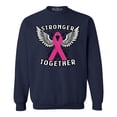 thumbnail image 1 of Shop4Ever Men's Stronger Together Breast Cancer Awareness Crewneck Sweatshirt Small Navy, 1 of 5
