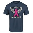 thumbnail image 1 of Shop4Ever Men's Stronger Together Breast Cancer Awareness Graphic T-shirt Medium Navy, 1 of 5