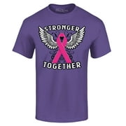 Shop4Ever Men's Stronger Together Breast Cancer Awareness Graphic T-shirt XXX-Large Purple