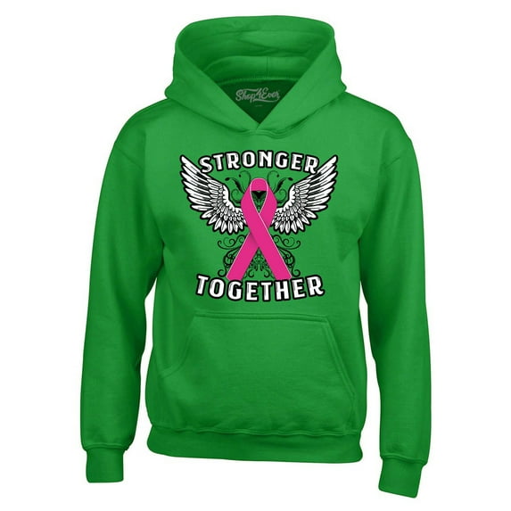 Shop4Ever Men's Stronger Together Breast Cancer Awareness Hooded Sweatshirt Hoodie XX-Large Irish Green
