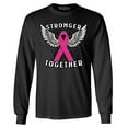 thumbnail image 1 of Shop4Ever Men's Stronger Together Breast Cancer Awareness Long Sleeve Shirt Medium Black, 1 of 5