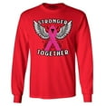 thumbnail image 1 of Shop4Ever Men's Stronger Together Breast Cancer Awareness Long Sleeve Shirt X-Large Red, 1 of 5