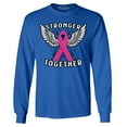thumbnail image 1 of Shop4Ever Men's Stronger Together Breast Cancer Awareness Long Sleeve Shirt X-Large Royal Blue, 1 of 5