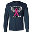 thumbnail image 1 of Shop4Ever Men's Stronger Together Breast Cancer Awareness Long Sleeve Shirt XX-Large Navy, 1 of 5