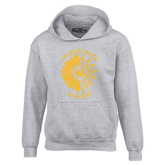 Shop4Ever Men's Sunflower Gold Ribbon Hooded Sweatshirt Hoodie Large Sports Grey