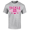 thumbnail image 1 of Shop4Ever Men's Tackle Breast Cancer Ribbon Awareness Graphic T-shirt Small Sports Grey, 1 of 5