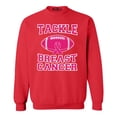 thumbnail image 1 of Shop4Ever Men's Tackle Breast Cancer Support Awareness Crewneck Sweatshirt Large Red, 1 of 5