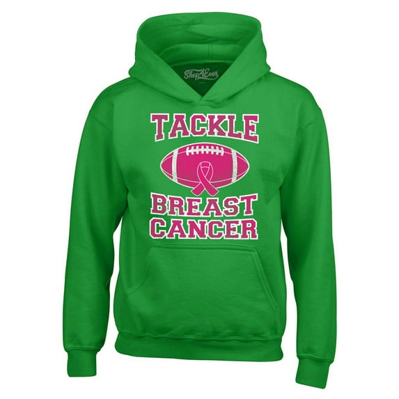 Shop4Ever Men's Tackle Breast Cancer Support Awareness Hooded Sweatshirt Hoodie XXX-Large Irish Green