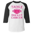 thumbnail image 1 of Shop4Ever Men's Tackle Breast Cancer Support Awareness Raglan Baseball Shirt XXX-LargeWhite/Black, 1 of 5