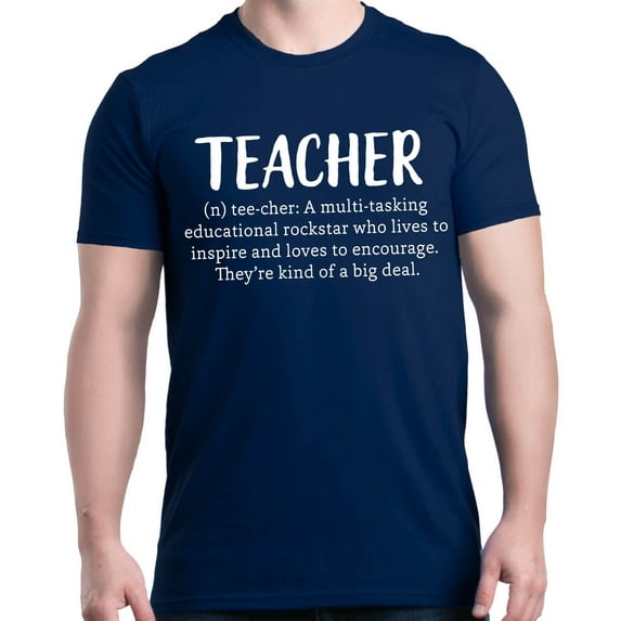 Shop4Ever Men's Teacher Definition Graphic T-shirt Small Navy