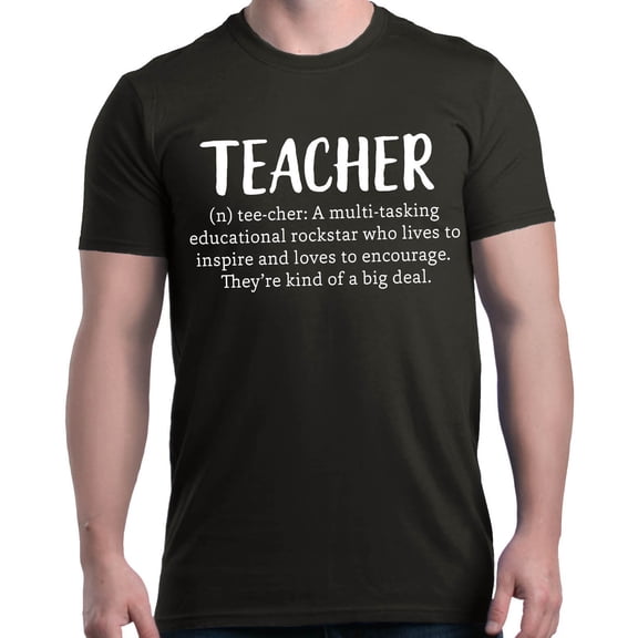 Shop4Ever Men's Teacher Definition Graphic T-shirt XX-Large Black