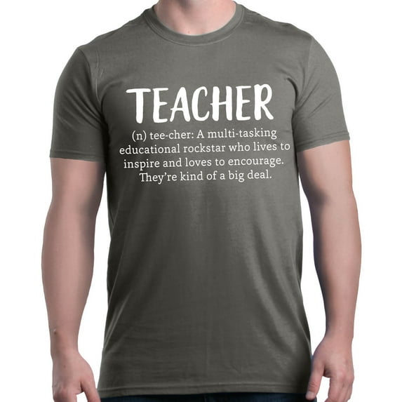 Shop4Ever Men's Teacher Definition Graphic T-shirt XX-Large Charcoal