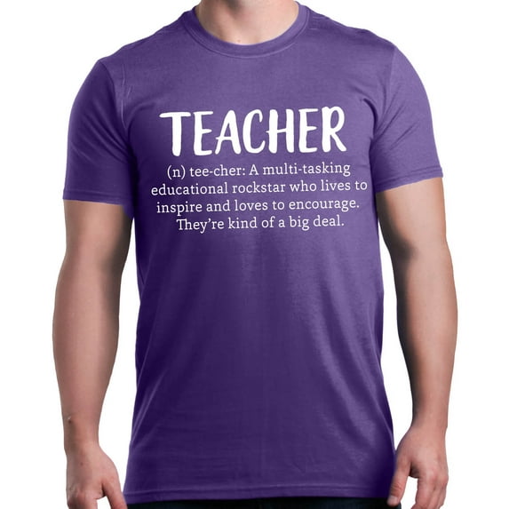 Shop4Ever Men's Teacher Definition Graphic T-shirt XX-Large Purple