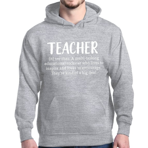 Shop4Ever Men's Teacher Definition Hooded Sweatshirt Hoodie XXX-Large Sports Grey