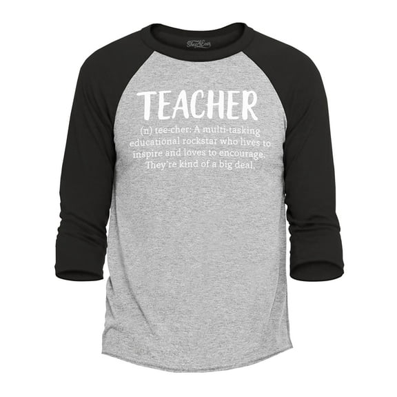 Shop4Ever Men's Teacher Definition Raglan Baseball Shirt XX-Large Heather Grey/Black