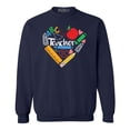 thumbnail image 1 of Shop4Ever Men's Teacher Heart Supplies Teacher's Appreciation Day Crewneck Sweatshirt Small Navy, 1 of 5