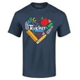 thumbnail image 1 of Shop4Ever Men's Teacher Heart Supplies Teacher's Appreciation Day Graphic T-shirt XXX-Large Navy, 1 of 5