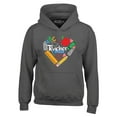 thumbnail image 1 of Shop4Ever Men's Teacher Heart Supplies Teacher's Appreciation Day Hooded Sweatshirt Hoodie Medium Charcoal, 1 of 5
