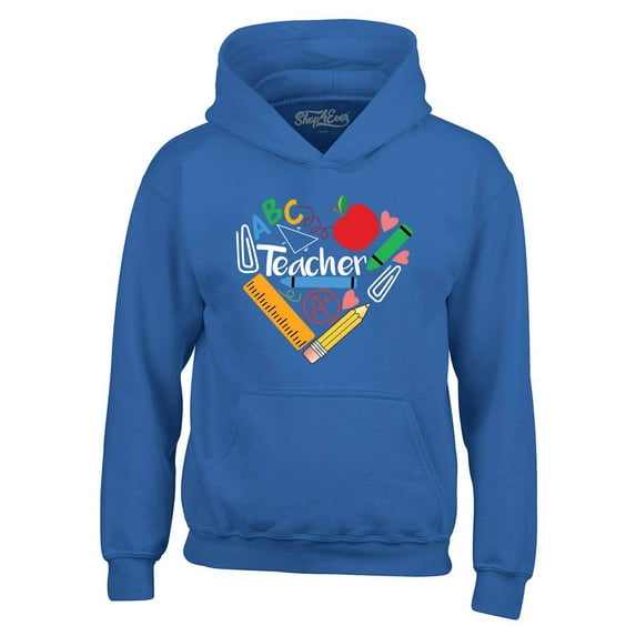 Shop4Ever Men's Teacher Heart Supplies Teacher's Appreciation Day Hooded Sweatshirt Hoodie XXX-Large Royal Blue